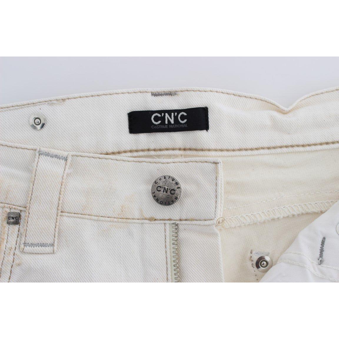 Costume National White Cotton Slim Fit Bootcut Jeans