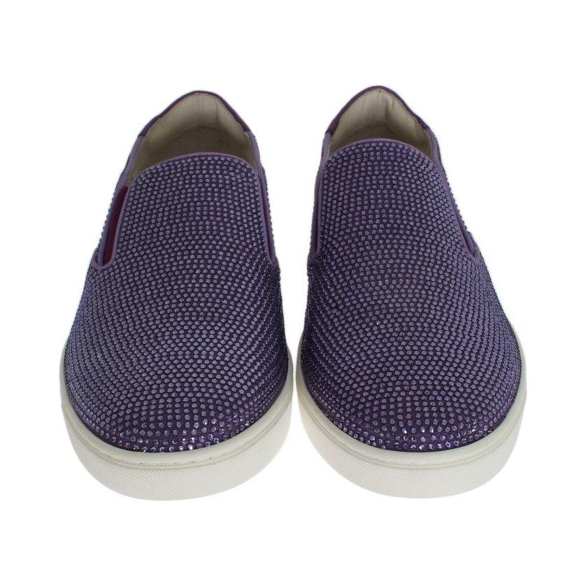 Dolce & Gabbana Purple Strass Canvas Logo Sneakers MAN SNEAKERS