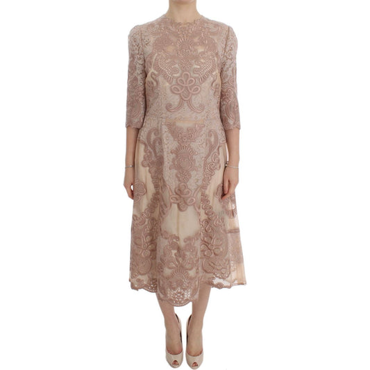 Dolce & Gabbana Elegant Pink Lace Embroidered Shift Dress DRE10065-1