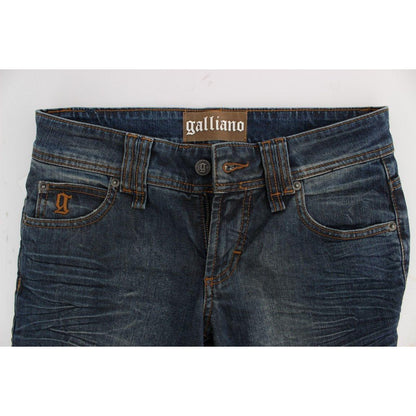 John Galliano Blue Wash Cotton Blend Slim Fit Jeans