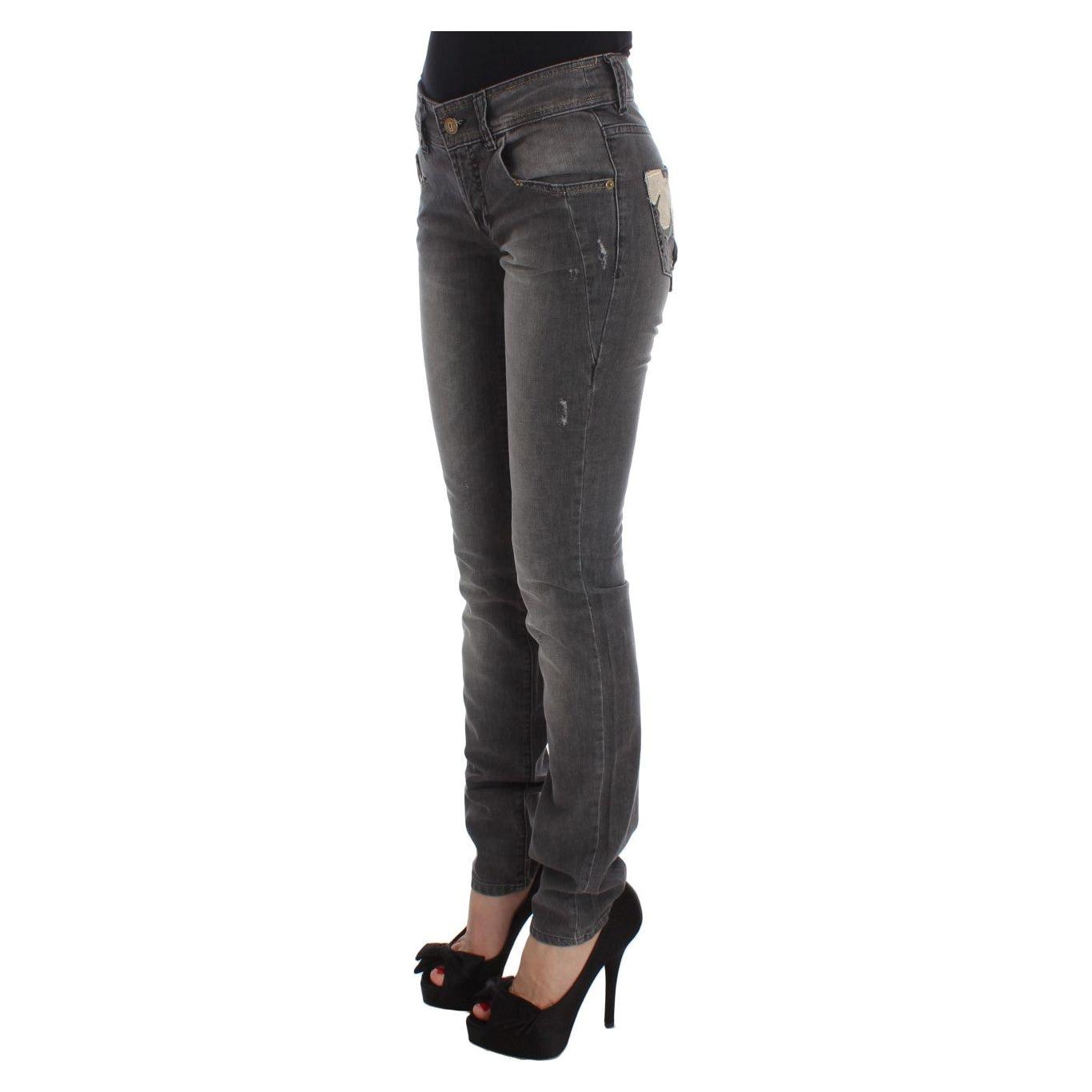 John Galliano Gray Wash Cotton Blend Slim Fit Stretch Jeans