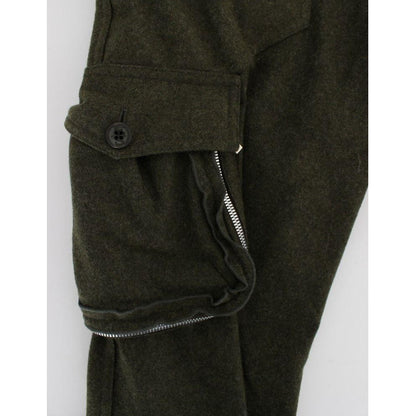 Ermanno Scervino Green Wool Blend Loose Fit Cargo Pants