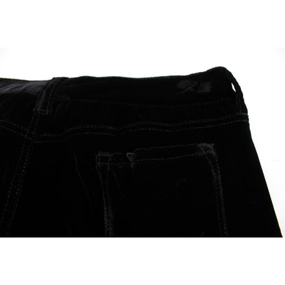 Ermanno Scervino Black Viscose Blend Velvet Slim Fit Pants