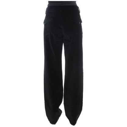 Ermanno Scervino Black Velvet Cotton Straight Legs Pants Jeans & Pants