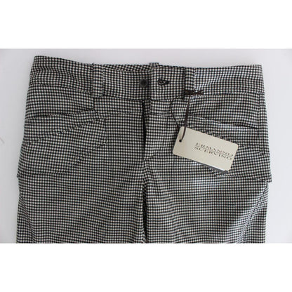 Ermanno Scervino Black White Checkered Cotton Casual Pants Jeans & Pants