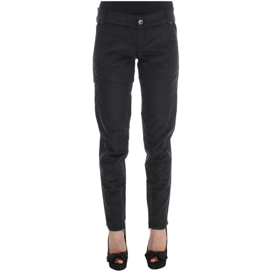 Ermanno Scervino Black Cotton Blend Regular Fit Pants Jeans & Pants