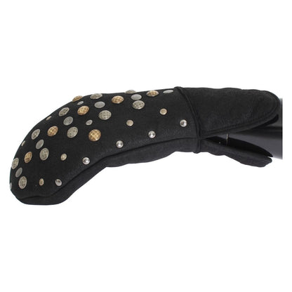 Dolce & Gabbana Gray Wool Shearling Studded Gloves