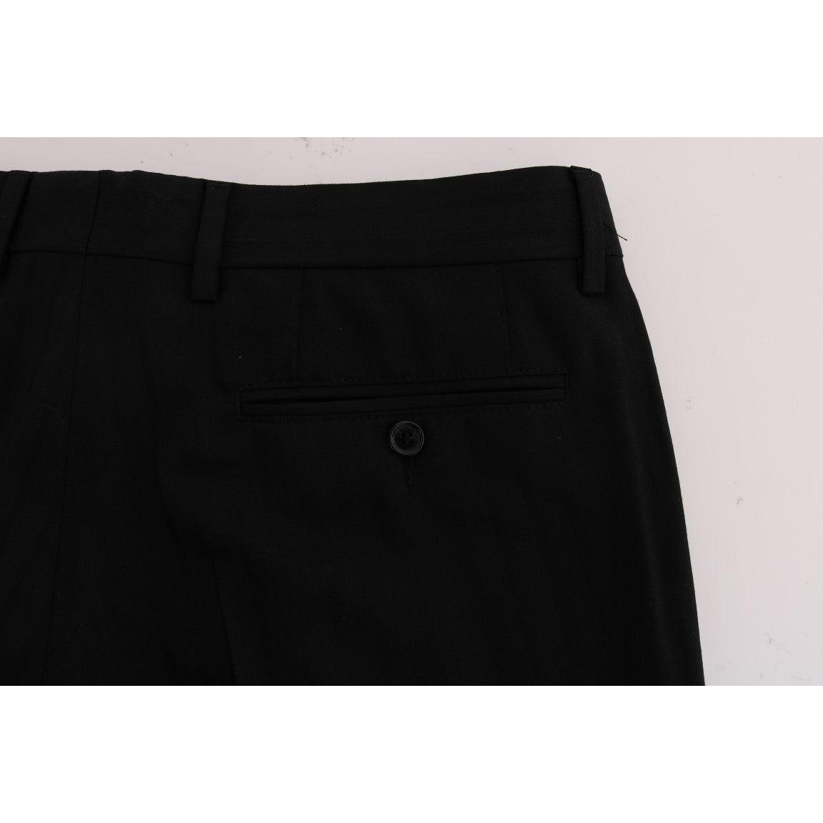 Dolce & Gabbana Black Striped Wool Stretch Pants