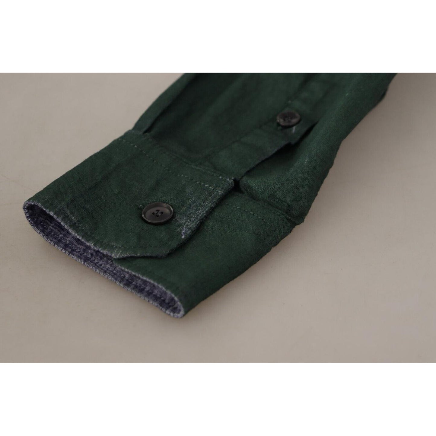 Dolce & Gabbana Dark Green Button Down Long Sleeves Shirt