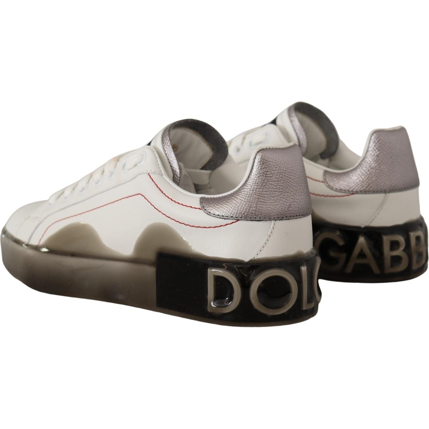 Dolce & Gabbana White Leather Shoes Womens Logo Portofino Sneakers