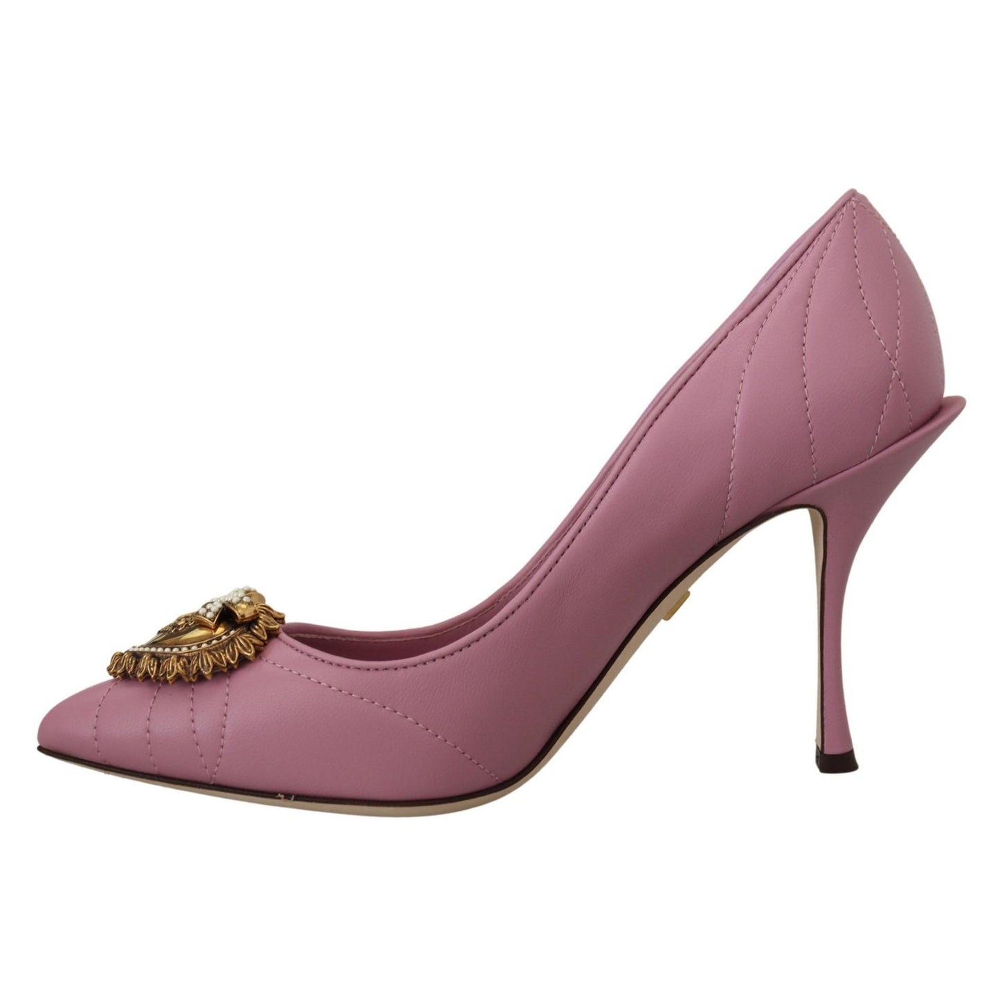 Dolce & Gabbana Pink Leather Heart DEVOTION Heels Pumps Shoes