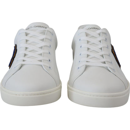 Dolce & Gabbana White Leather DG Logo Casual Sneakers Shoes