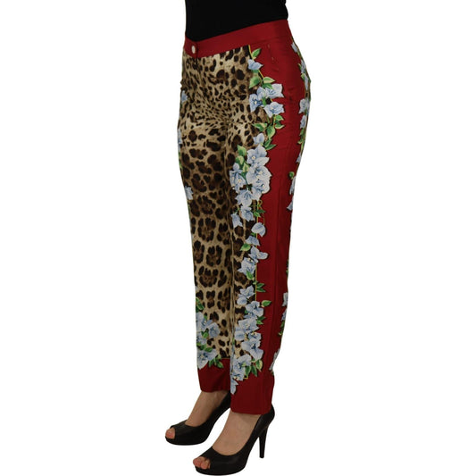 Dolce & Gabbana Multicolor Leopard Flora Printed Mid Waist Trouser Pants PAN73054 - 40