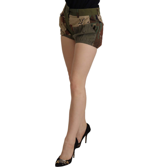 Dolce & Gabbana Green High Waist Hot Pants Cotton Army Shorts SKI1833- 40