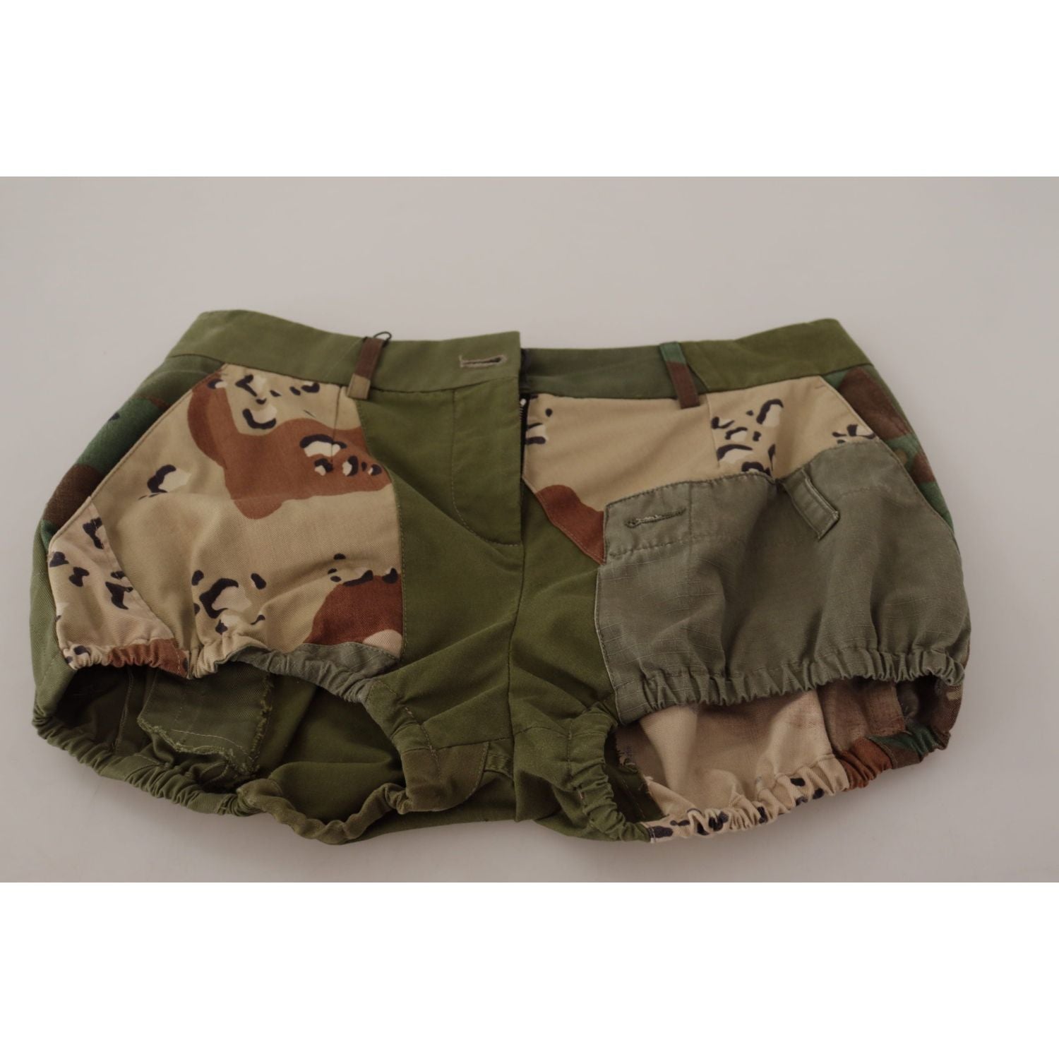 Dolce & Gabbana Green High Waist Hot Pants Cotton Army Shorts