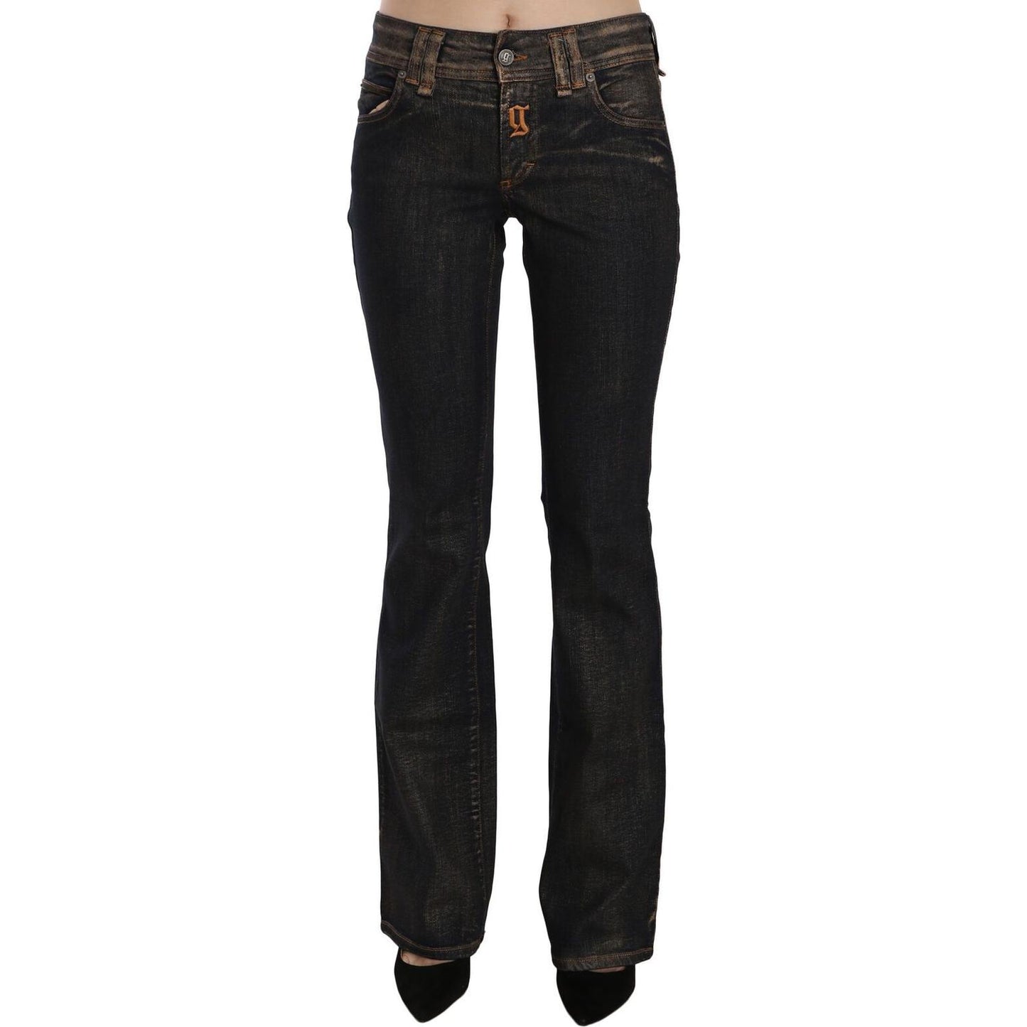 John Galliano Black Washed Mid Waist Flared Denim Pants Cotton PAN70554- 24