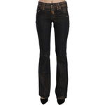 John Galliano Black Washed Mid Waist Flared Denim Pants Cotton PAN70554- 24