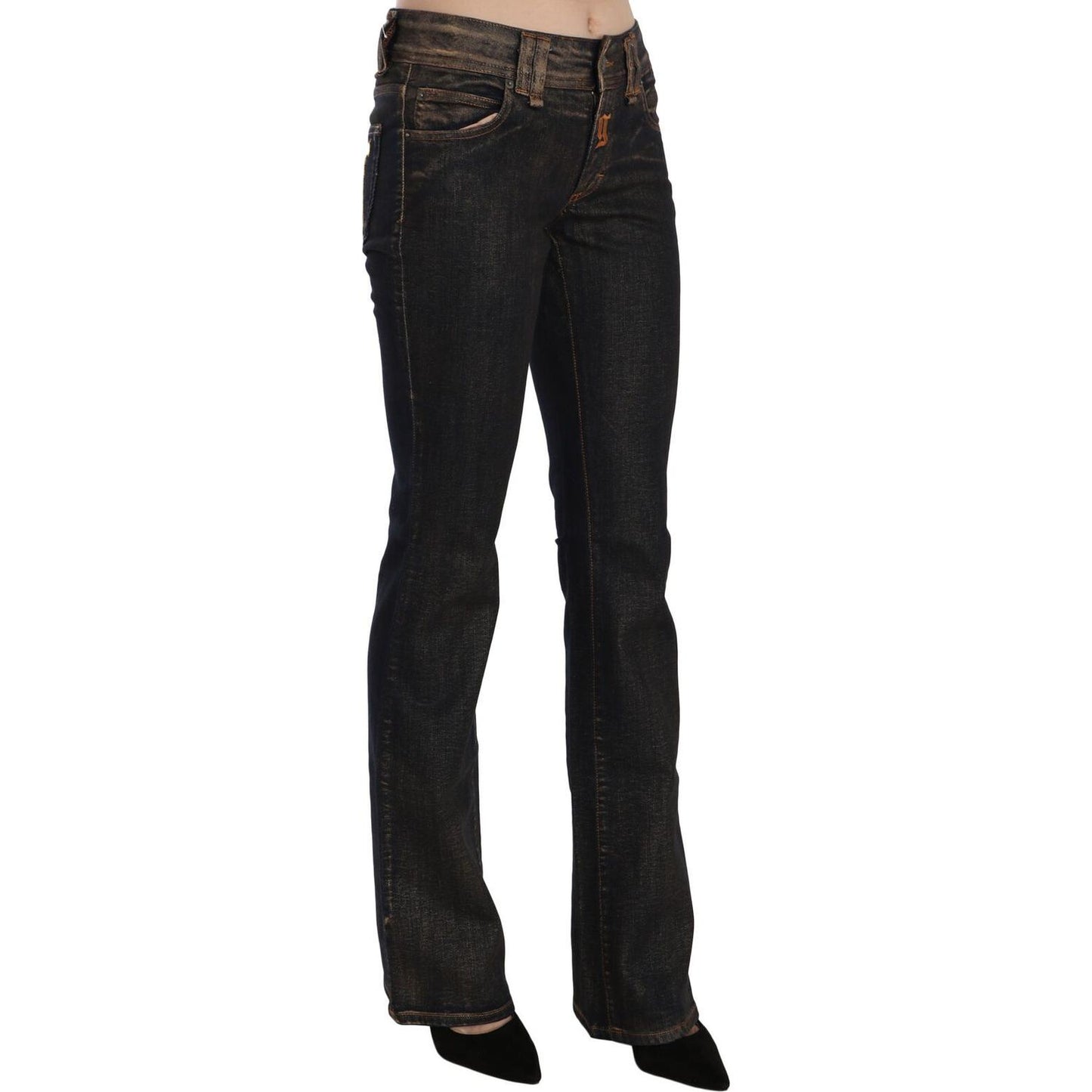 John Galliano Black Washed Mid Waist Flared Denim Pants Cotton PAN70554- 24