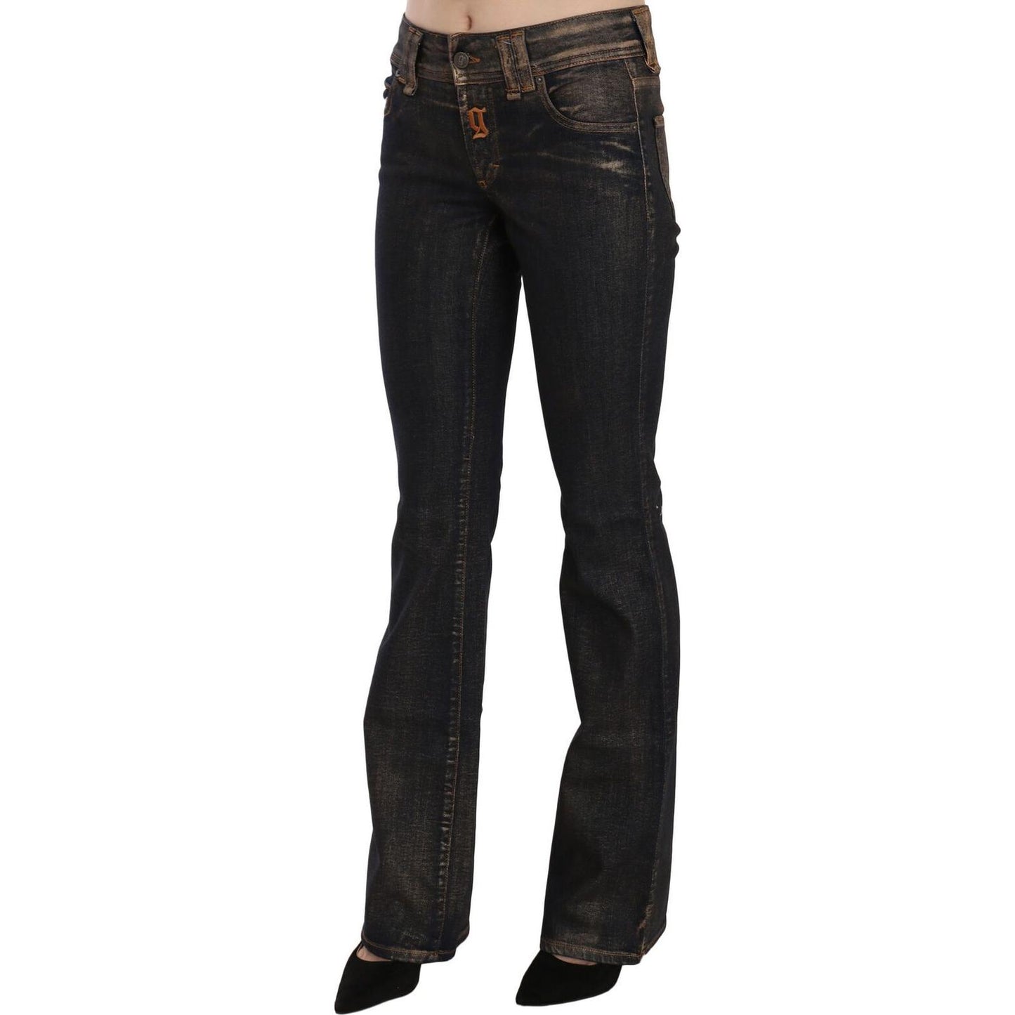 John Galliano Black Washed Mid Waist Flared Denim Pants Cotton PAN70554- 24