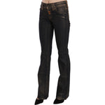 John Galliano Black Washed Mid Waist Flared Denim Pants Cotton PAN70554- 24