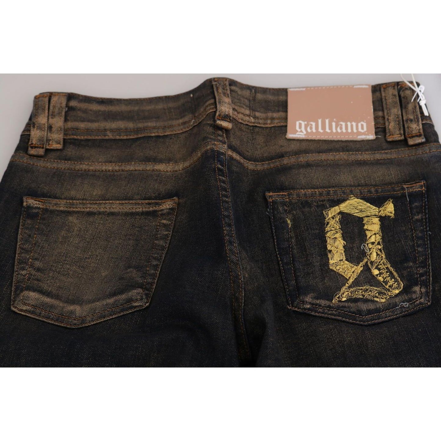 John Galliano Black Washed Mid Waist Flared Denim Pants Cotton PAN70554- 24