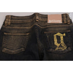 John Galliano Black Washed Mid Waist Flared Denim Pants Cotton PAN70554- 24