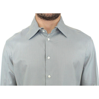 Ermanno Scervino Gray Cotton Long Sleeve Casual Shirt Top