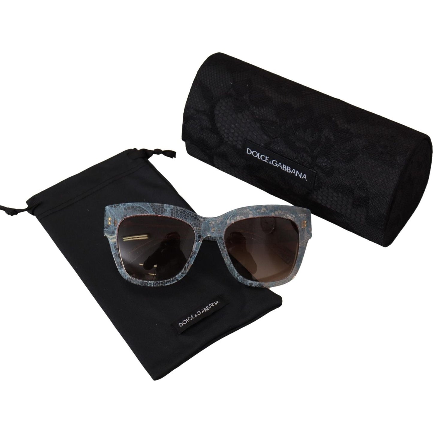 Dolce & Gabbana Blue Lace Acetate Rectangle DG4231 Shades Sunglasses GLA1174