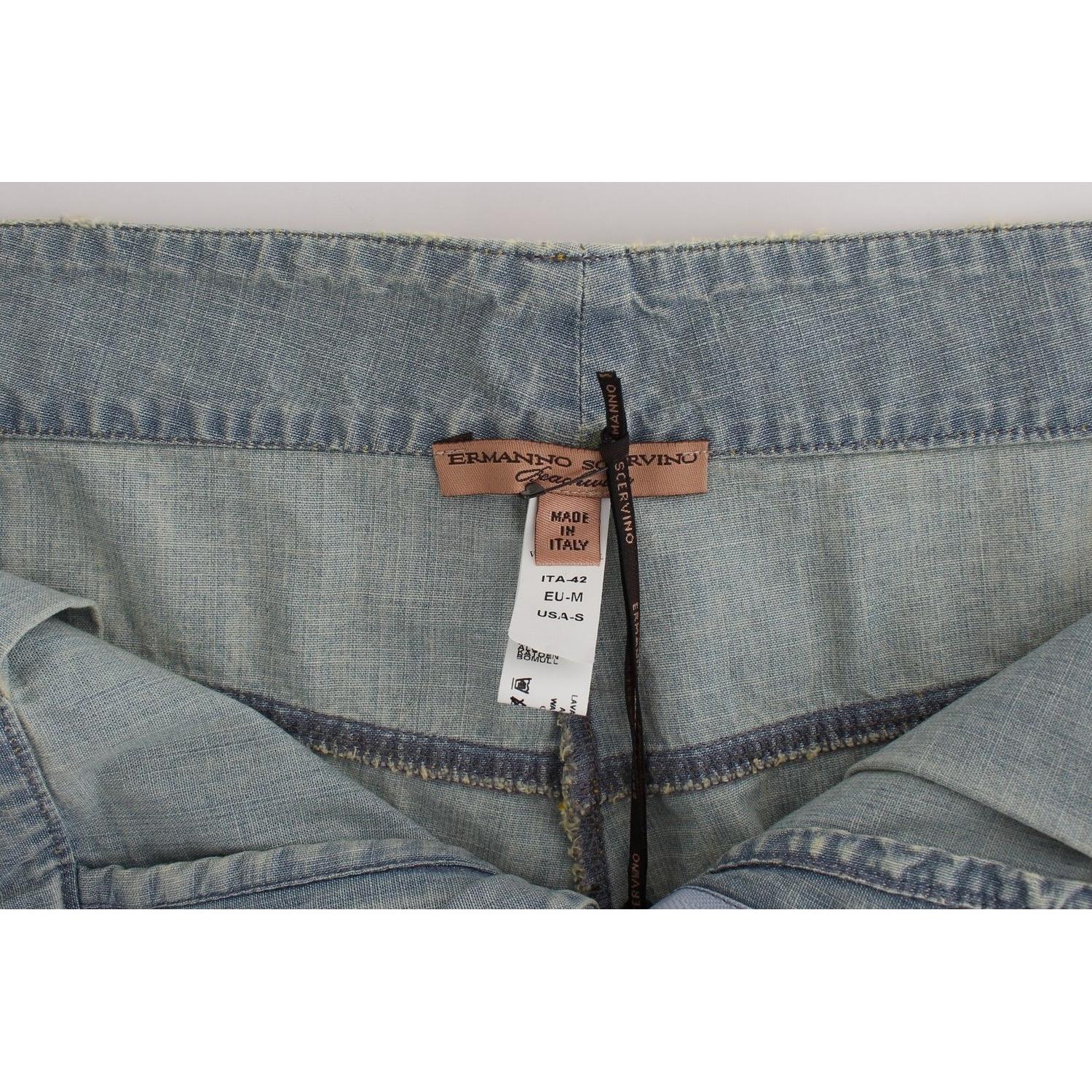 Ermanno Scervino Beachwear Blue Denim City Casual Dress Shorts