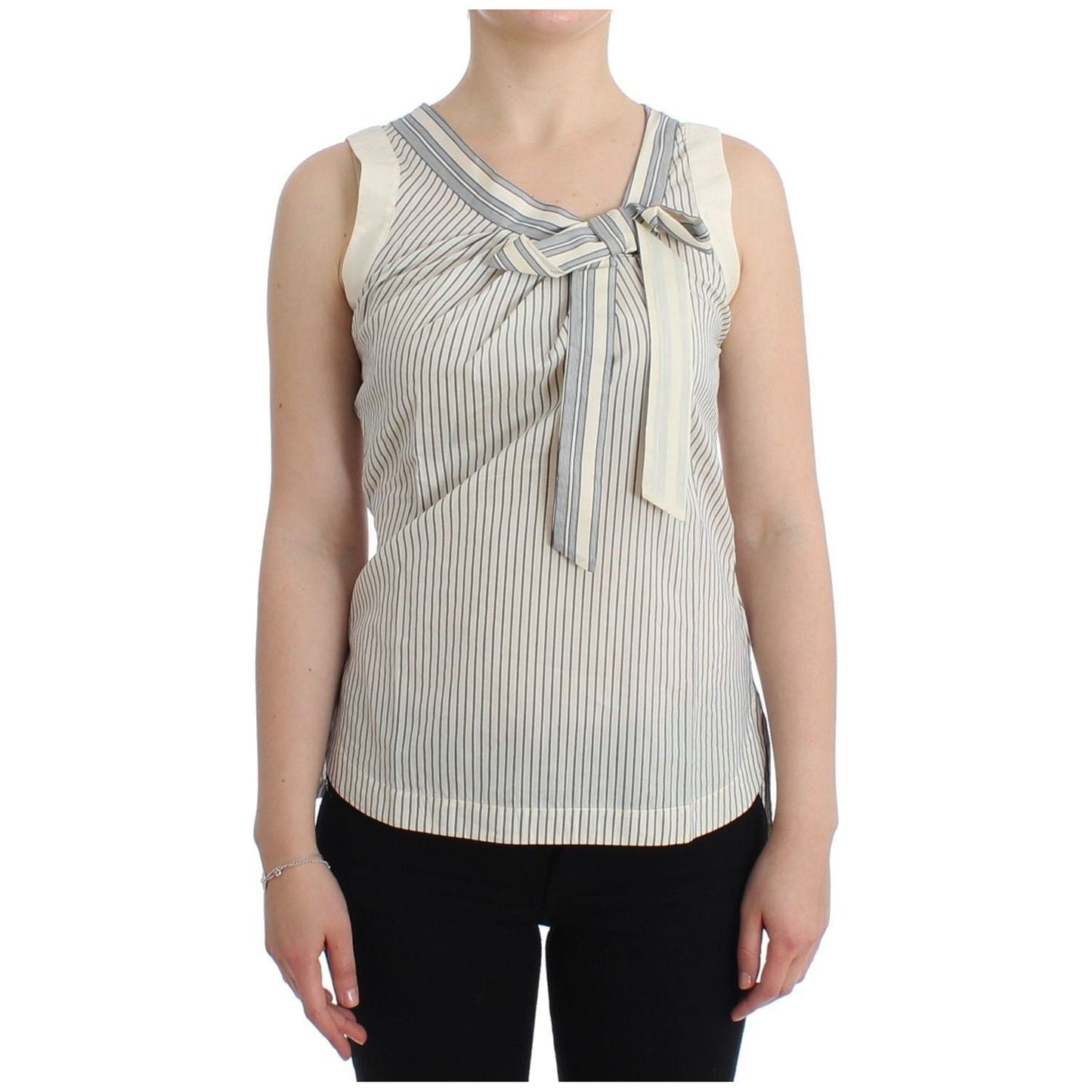 Ermanno Scervino Beachwear Striped Top Blouse Shirt Bow Tank