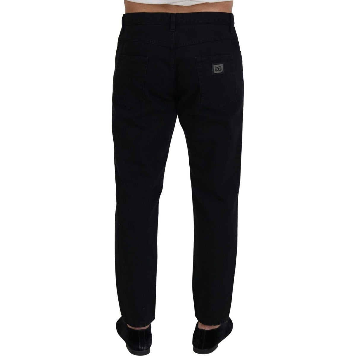 Dolce & Gabbana Black Loose Regular Torn Cotton Jeans