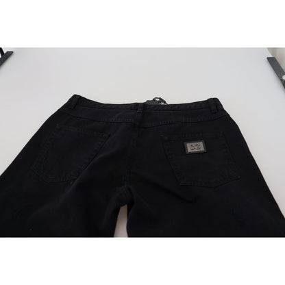 Dolce & Gabbana Black Loose Regular Torn Cotton Jeans