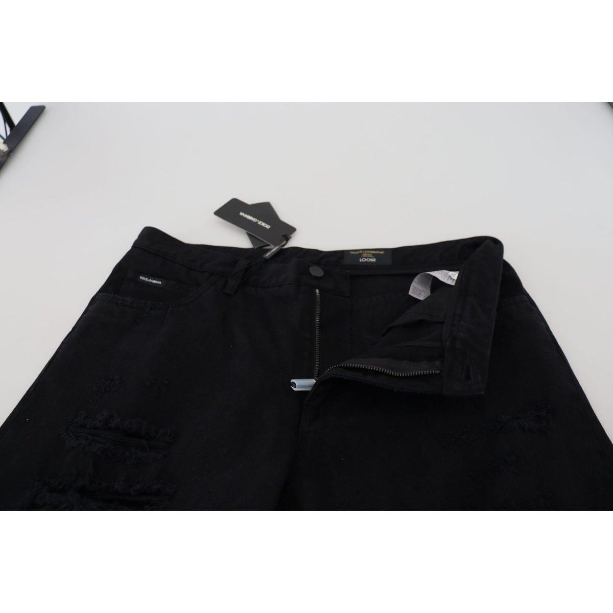 Dolce & Gabbana Black Loose Regular Torn Cotton Jeans