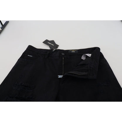 Dolce & Gabbana Black Loose Regular Torn Cotton Jeans