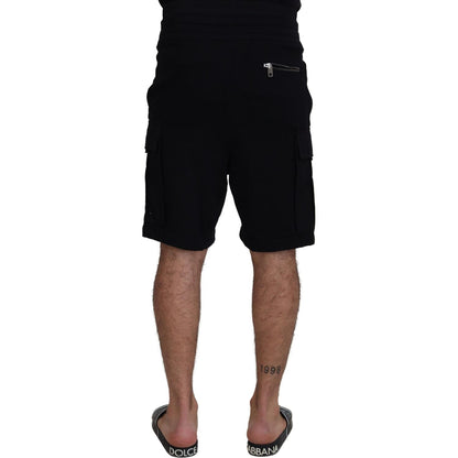 Dolce & Gabbana Black Cotton Bermuda Cargo Shorts