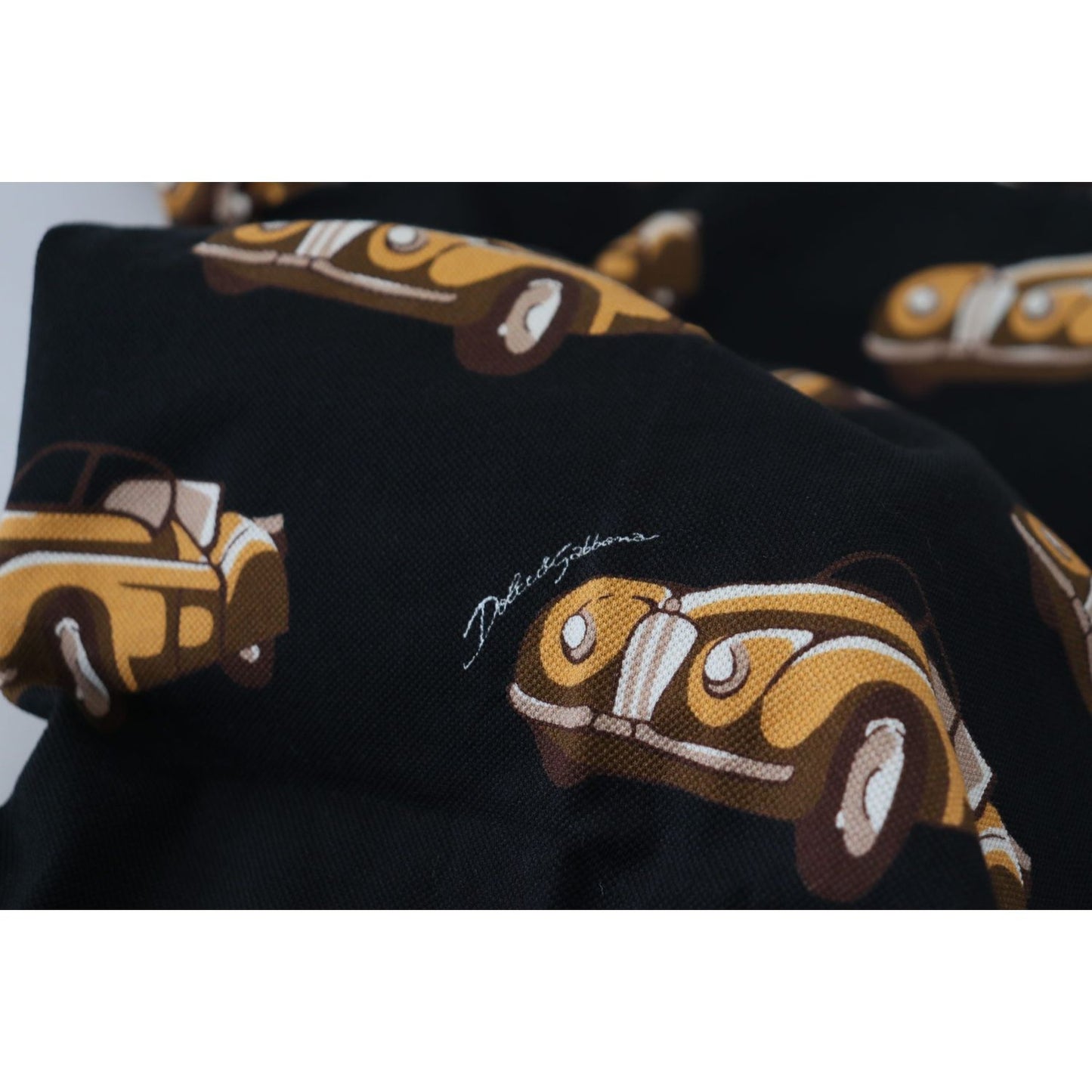 Dolce & Gabbana Black Car Print Short Sleeve Polo T-shirt TSH7513- 44