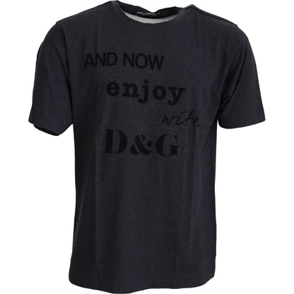 Dolce & Gabbana Gray Crewneck Cotton Short Sleeve T-shirt MAN T-SHIRTS