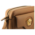 Versace Elegant Brown Leather Camera Case Shoulder Bag 8054712655593