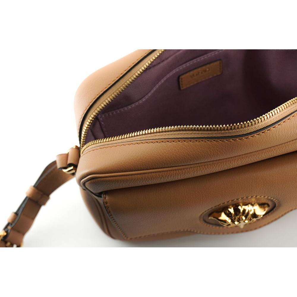 Versace Elegant Brown Leather Camera Case Shoulder Bag 8054712655593