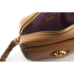 Versace Elegant Brown Leather Camera Case Shoulder Bag 8054712655593