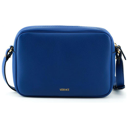 Versace Elegant Blue Calf Leather Camera Case Bag WOMAN SHOULDER BAGS
