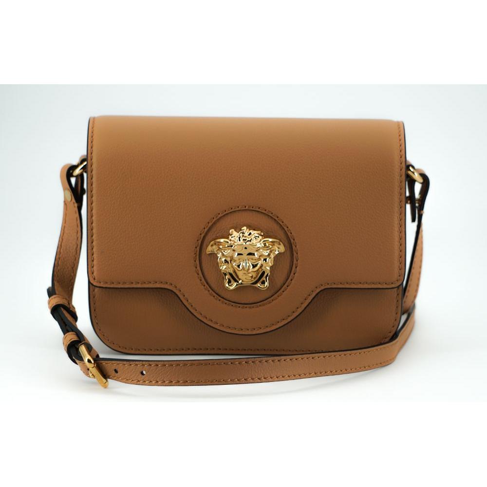Versace Elegant Calf Leather Shoulder Bag in Brown