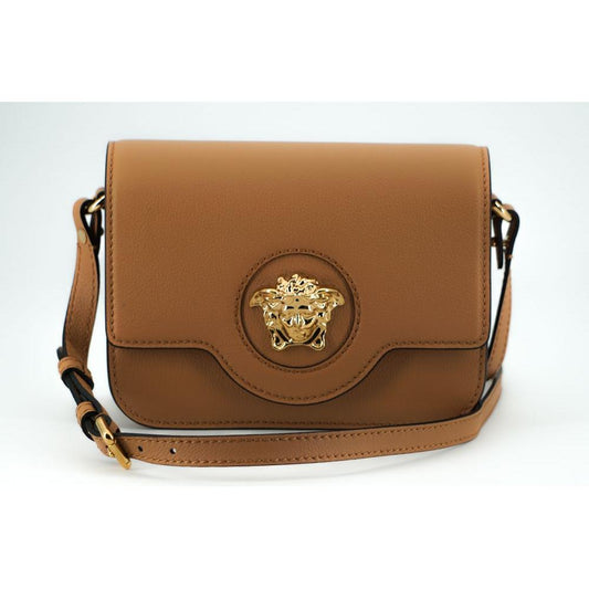 Versace Elegant Calf Leather Shoulder Bag in Brown 8054712727535