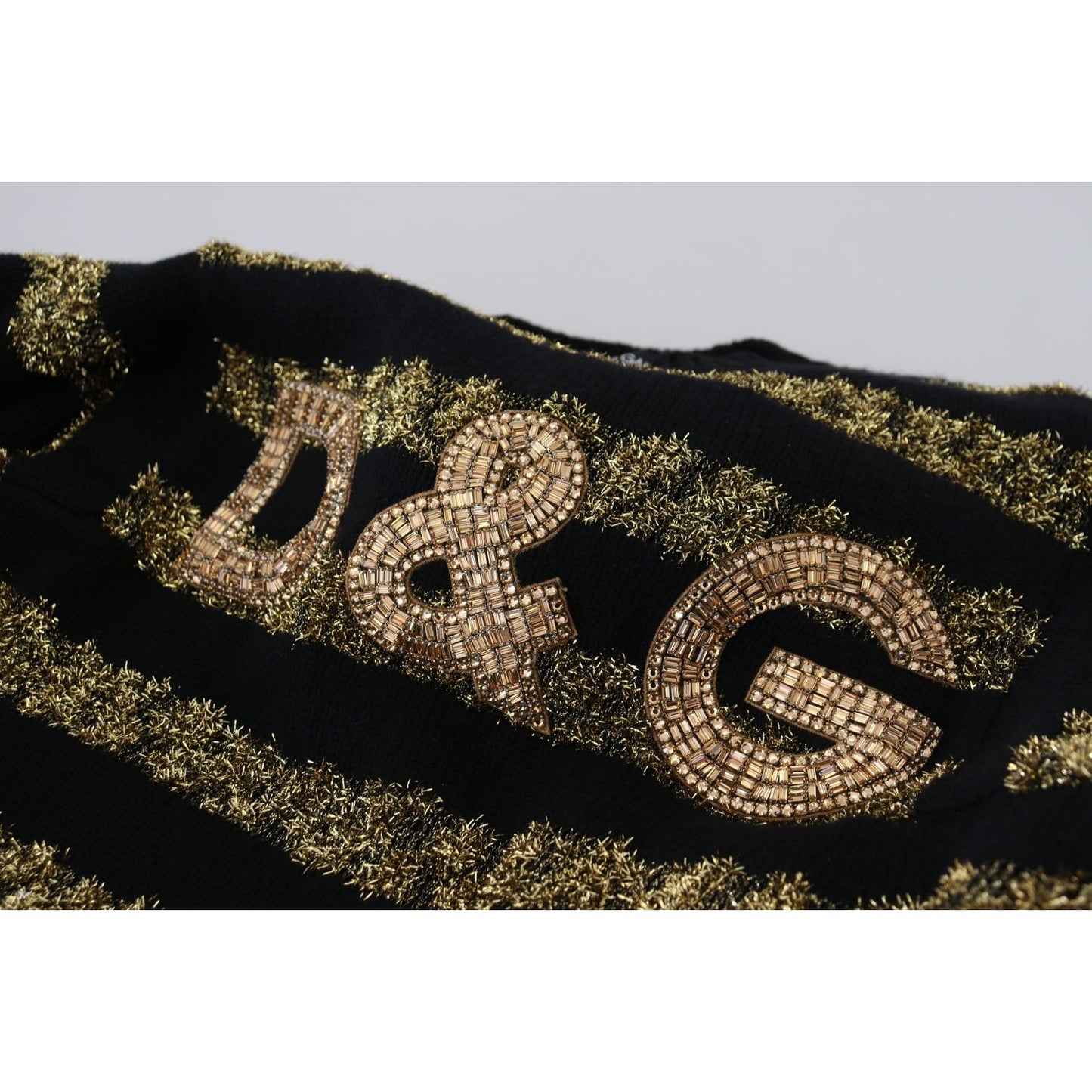Dolce & Gabbana Black Gold D&G Crystal Cashmere Sweater TSH82976- 38