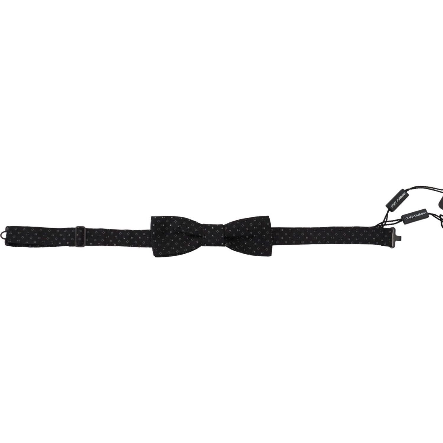 Dolce & Gabbana Black Pattern Silk Adjustable Neck Papillon Bow Tie