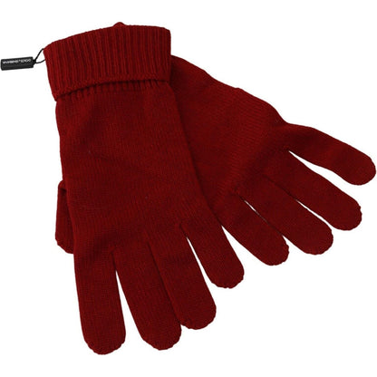 Dolce & Gabbana Red 100% Cashmere Knit Hands Mitten Mens Gloves