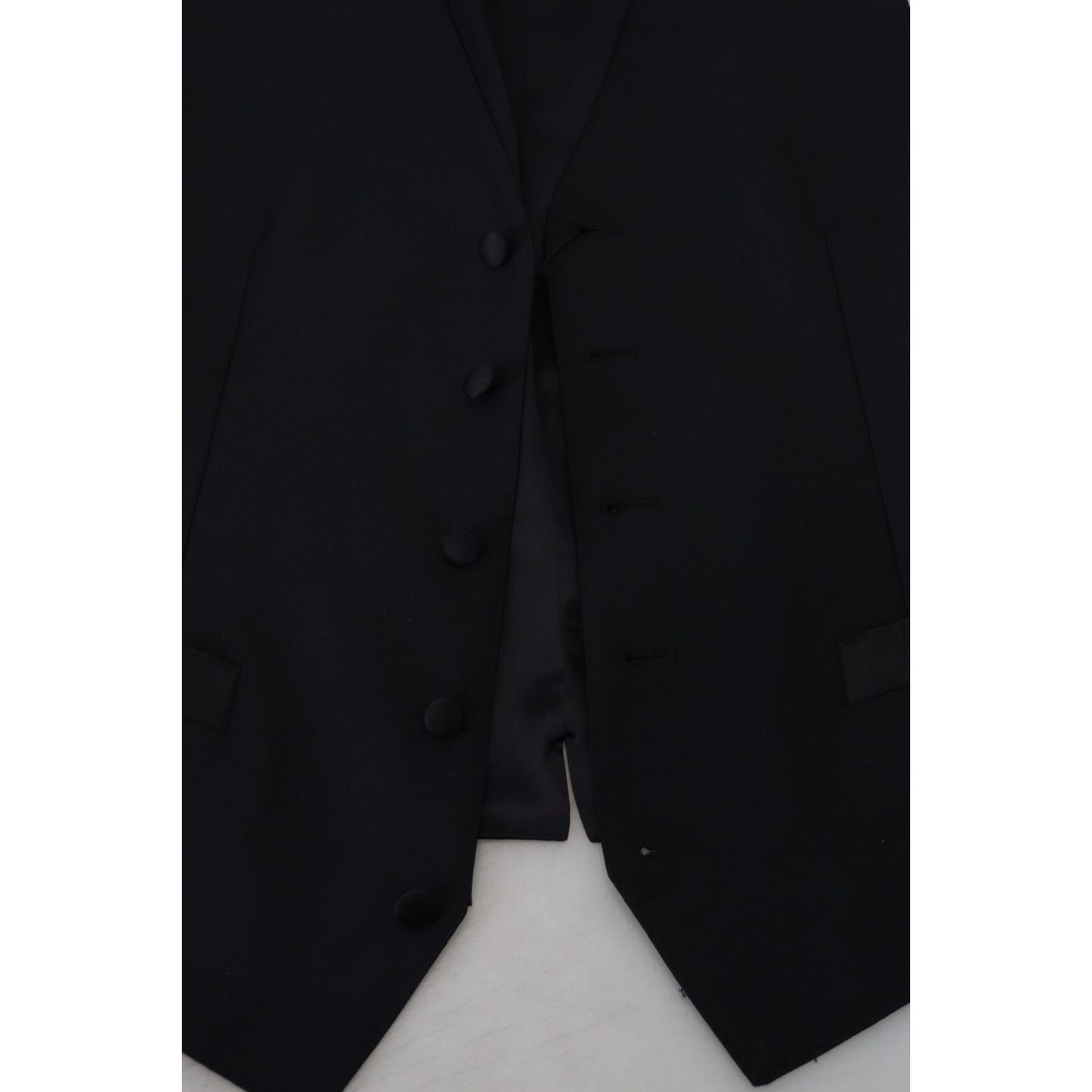 Dolce & Gabbana Black Virgin Wool Waistcoat Formal Dress Vest