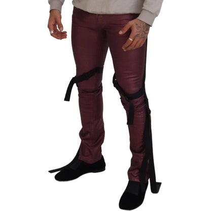 Dolce & Gabbana Magenta Cotton Men Casual Harness Denim Jeans