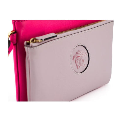 Versace Elegant Pink Leather Pouch Clutch