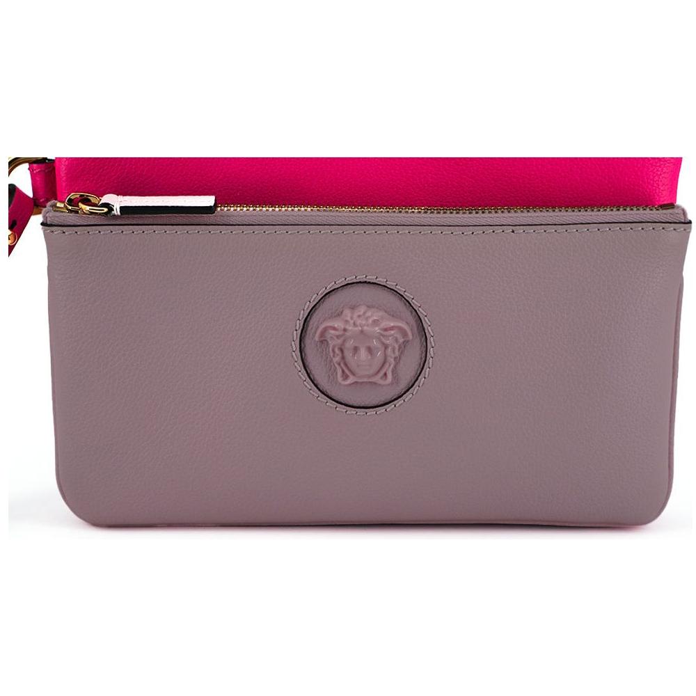 Versace Elegant Pink Leather Pouch Clutch 8052045277659